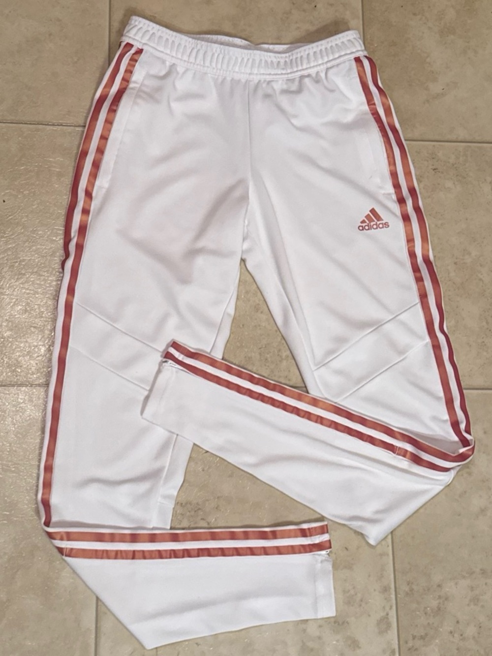 adidas WomeWhite Track Pants with Pink Stripe